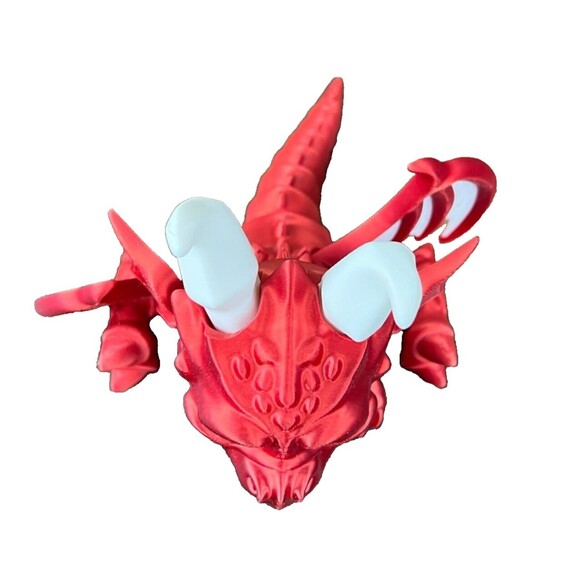 3D Printed Red Dragon Articulated (Head, Wings, Jaw, Arms, Legs, and Tail Moves) - Picture 10 of 12